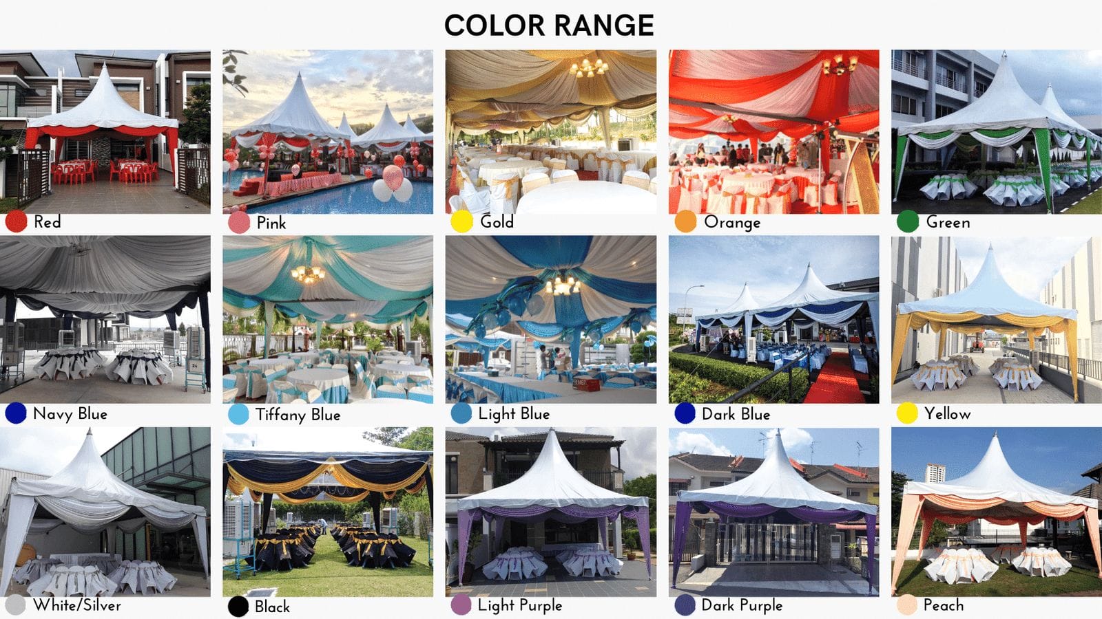 Color Range for Canopy Rental Near me
